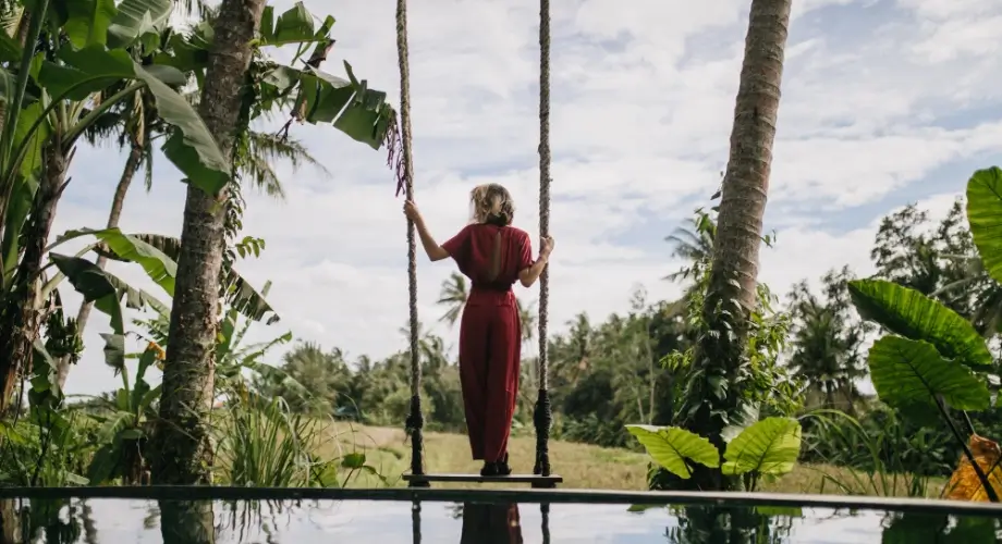 Bali tropical beach and palm trees